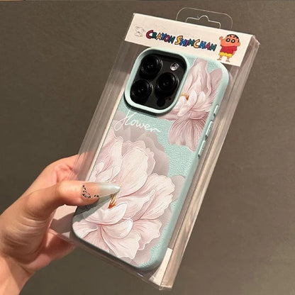 Diagonal Large Flower Phone Case For IPhone 16 15 14 13 Pro Max 11 12 13 Pro Cute Girl Creative Cover Case Funda Bumber 16 15 14