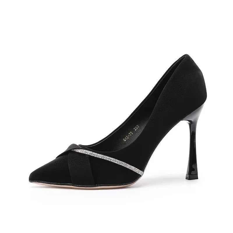 New High Heels Women Shoes Wedding Stilettos Luxury Sandals Spring Autumn New Crystal Pointed Toe Dress Party Pumps Women Shoes