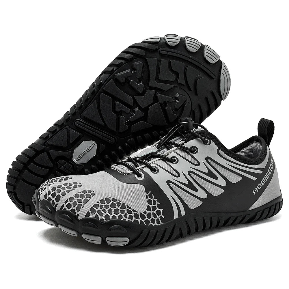 Wide Toe Barefoot Shoes for Unisex Artificial Leather Outdoor Walking Sneakers Zero Drop Minimalist Elastic Band Shoes