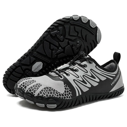 Wide Toe Barefoot Shoes for Unisex Artificial Leather Outdoor Walking Sneakers Zero Drop Minimalist Elastic Band Shoes
