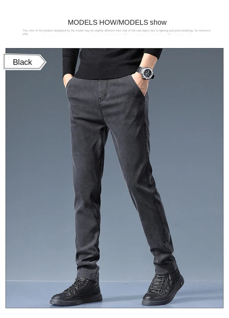 Smil Straight Men Jeans Autumn casual black gray  denim trousers pants for man korea clothing