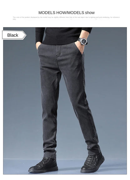 Smil Straight Men Jeans Autumn casual black gray  denim trousers pants for man korea clothing