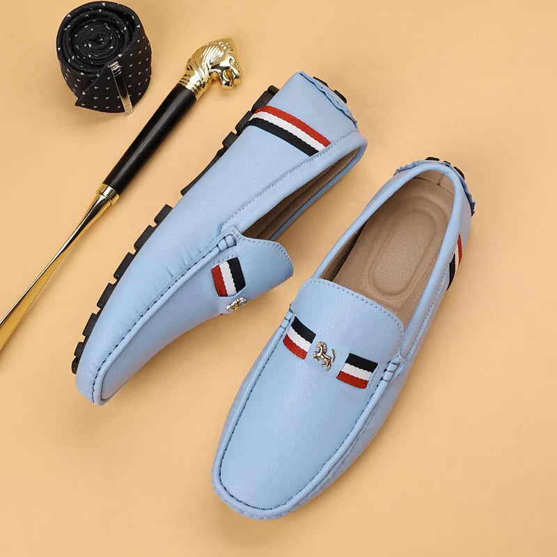White Loafers Mens Black Leather Loafers for Man Casual Slip on Moccasins Men Comfy Moccasin Driving Shoes for Men