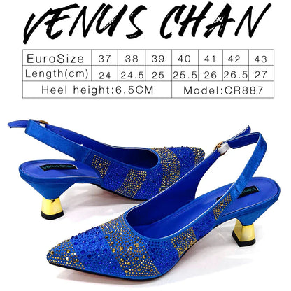 Fashionable Party Shoes and Bags Nigerian Women’s Party Suit Medium Heel Pointed Toe Women’s Shoes and Same Color Bag