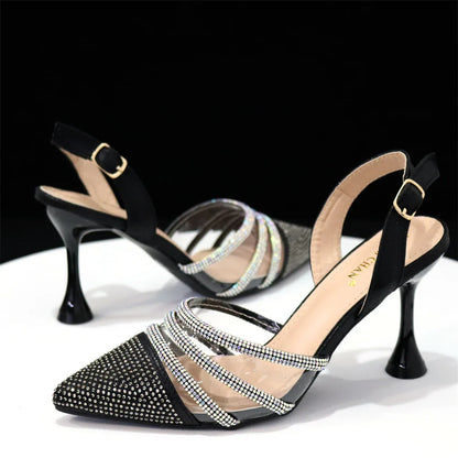 Newest INS Style Orange Color Elegant High Heels Nigeria Popular Design African Ladies Shoes And Bag Set