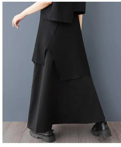 2026 Women's Fashion Spring And Summer Loose Irregular Versatile Personality Asymmetry A-line Ankle-length Elastic Waist Skirt