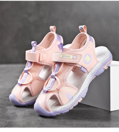 New Style 2024 Summer Beach Water Children Sandals Fashion Shoes Outdoor Non-slip Soft Bottom Shading Leather Boys Comfortable