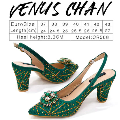 Sandals Fashion Italian Shoe and Bag Set for Party In Women Nigerian Women Wedding Shoes and Bag Set Decorated with Rhinestone