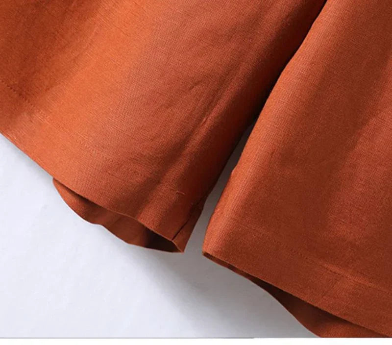 Cotton and Linen Shorts for Women Summer 2025 Loose High Waisted Wide Leg Pants Casual Versatile Solid Retro Straight Shorts