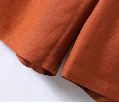 Cotton and Linen Shorts for Women Summer 2025 Loose High Waisted Wide Leg Pants Casual Versatile Solid Retro Straight Shorts