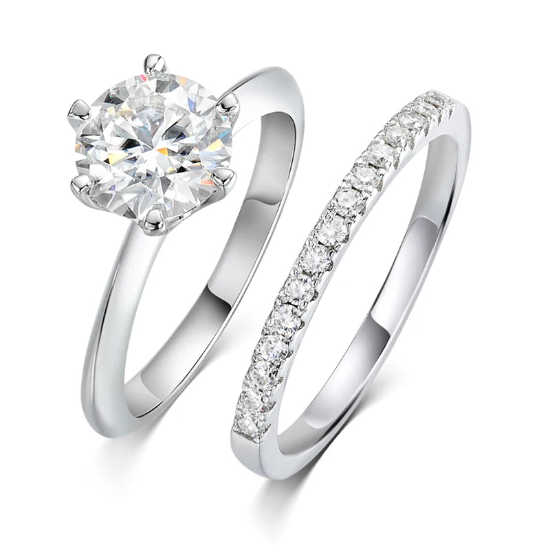 0.23-2CTTW Full Moissanite Wedding Rings for Women Sets Couple Rings 100% 925 Sterling Silver Top Quality Jewelry