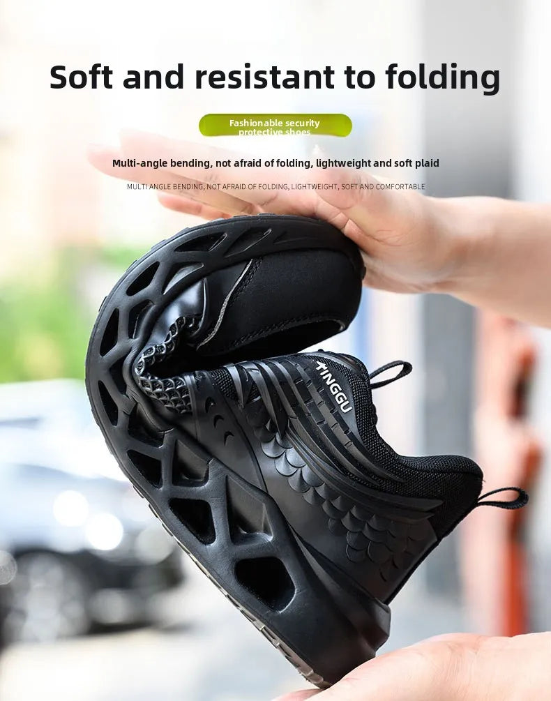 Men's Summer Mesh Labor Protection Shoes Anti-Smashing Wear-Resistant Outdoor Construction Site Protection Work Shoes Anti-Pierc