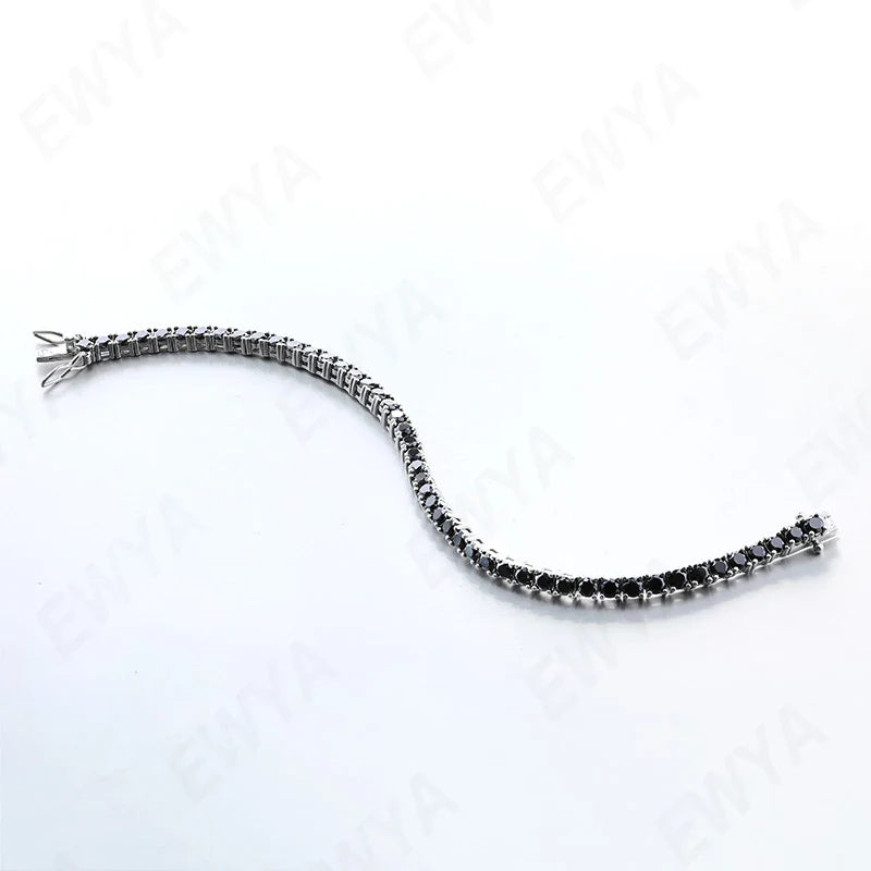 Hidden Spring Buckle Full Moissanite Tennis Bracelet D Color 2/2.5/3/4/5mm Lab Diamond Link Bracelets For Women Man Gift