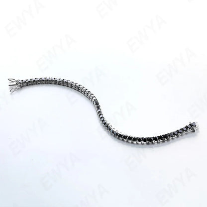Hidden Spring Buckle Full Moissanite Tennis Bracelet D Color 2/2.5/3/4/5mm Lab Diamond Link Bracelets For Women Man Gift