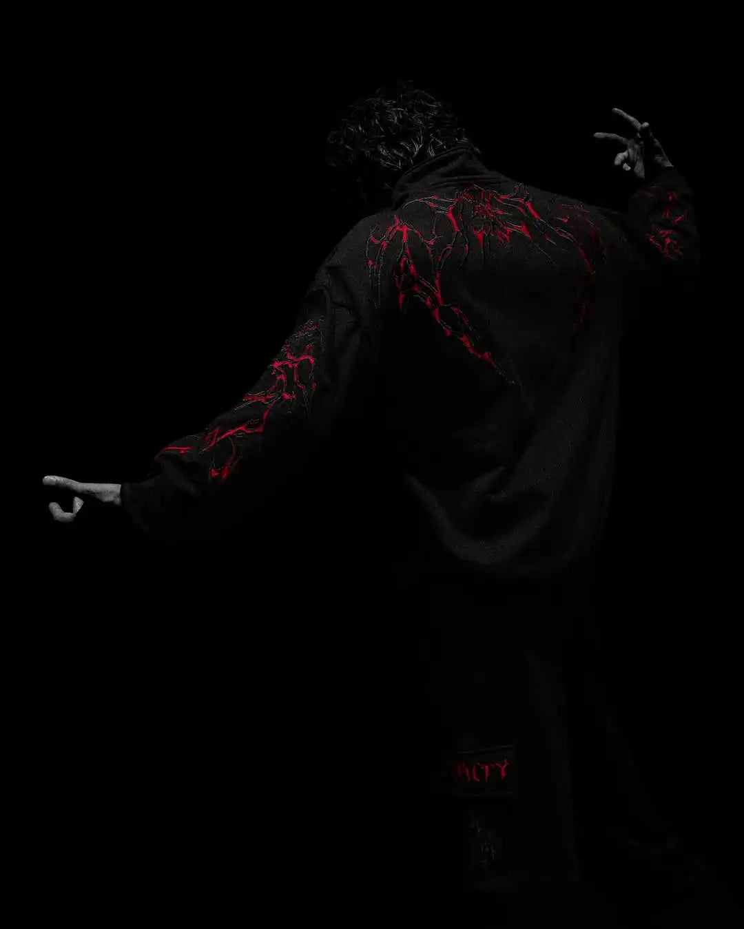 Men's Gothic Streetwear Zip-Up Hoodie Black Edgy Urban Athletic Dark Style Casual Oversized Pullover Sweatshirt with Zipper