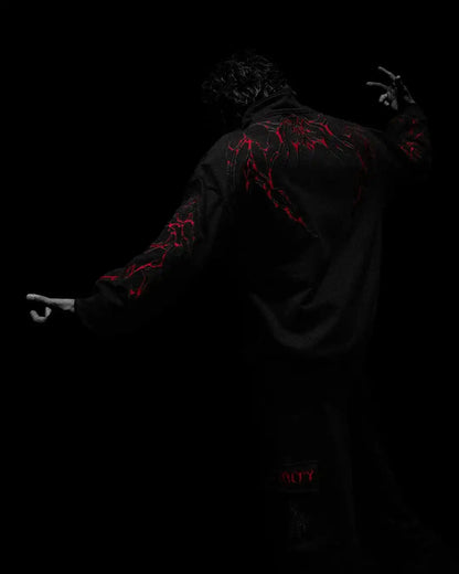 Men's Gothic Streetwear Zip-Up Hoodie Black Edgy Urban Athletic Dark Style Casual Oversized Pullover Sweatshirt with Zipper