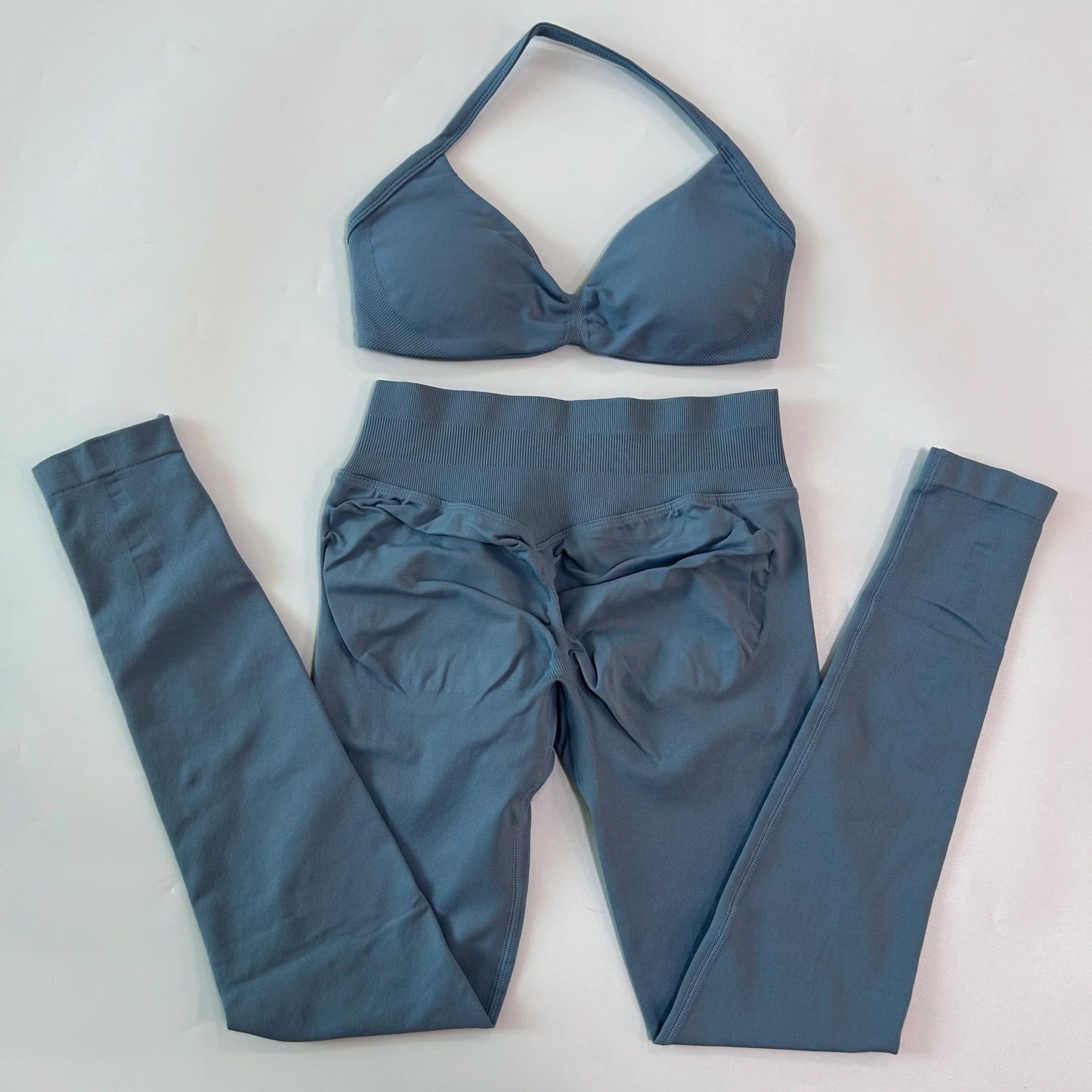 2 Pieces Set For Woman Strappy Yoga Bra Sports Top Workout Leggings Set Seamless Gym Set Fitness Clothes Outfit Activewear