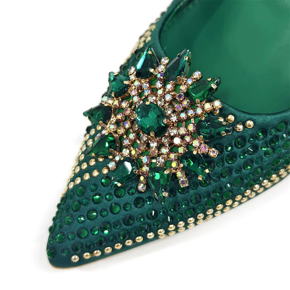 Specials Italian Women Heels Shoes and Bag Set Royal Purple Color Comfortable With Rhinestone for Party