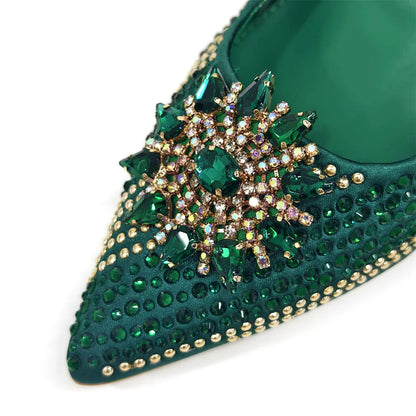 Specials Italian Women Heels Shoes and Bag Set Royal Purple Color Comfortable With Rhinestone for Party