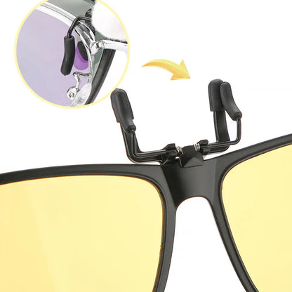 Clip Polarized Sunglasses Square Men Clip On Glasses Flip-up Frames Sunglasses Covers Blue Night Vision Color Lens 2025