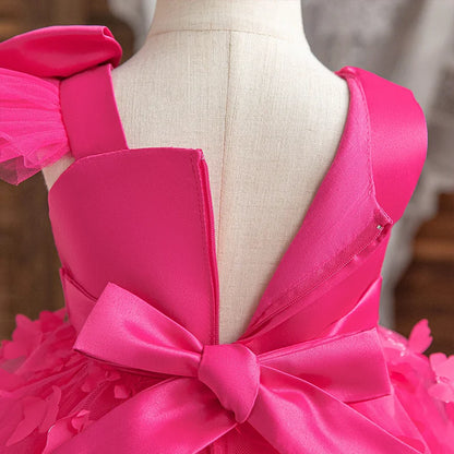 Girl Princess Dress Kid Clothes Party Birthday Outfits Evening Party Tulle Dress Wedding Wear Summer Bowknot Dress