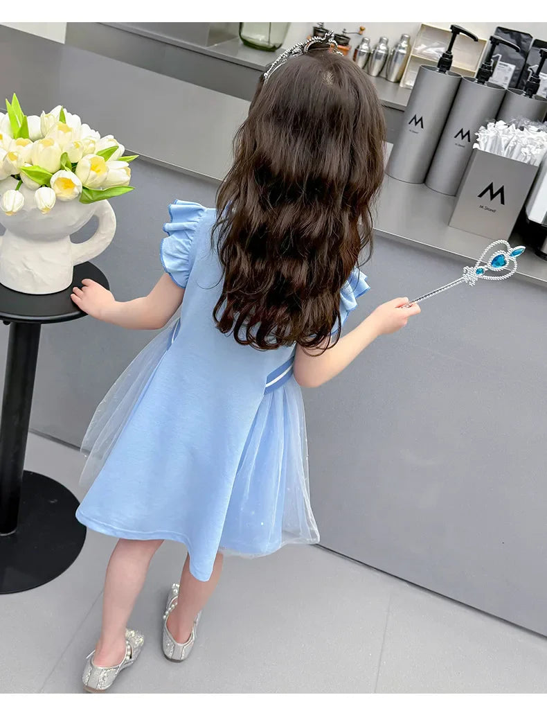 Girls Summer Princess Style Polo Dress Kids Casual Short Sleeve Lapel A-Line Dress Toddler Baby Girls Party Holiday