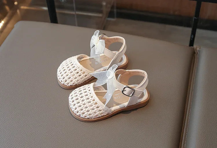 Kids Girls Shoes Children's Woven Sandals New Summer Popular Roman Shoes Children's Soft-soled Princess Shoes