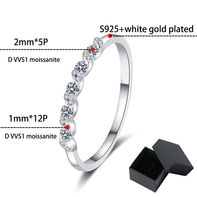 0.2ct White Gold Plated Moissanite Ring for Women Girls Trend 100% S925 Sterling Silver Jewelry Sparkling Diamond Rings