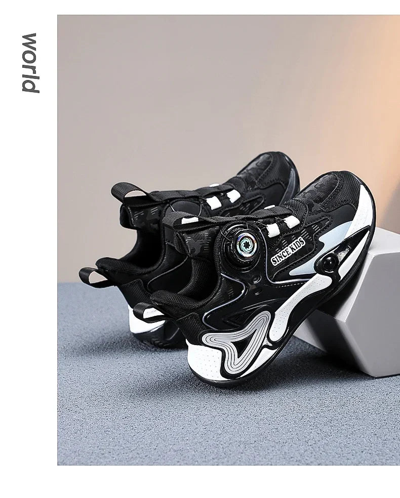 Children Basketball Shoes Swivel Button Boys Fashion Sneakers Girls School Sport Shoes Kids Casual Trainers Outdoor Shoes