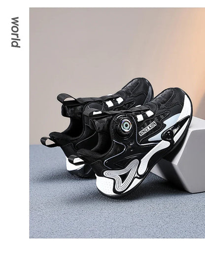 Children Basketball Shoes Swivel Button Boys Fashion Sneakers Girls School Sport Shoes Kids Casual Trainers Outdoor Shoes