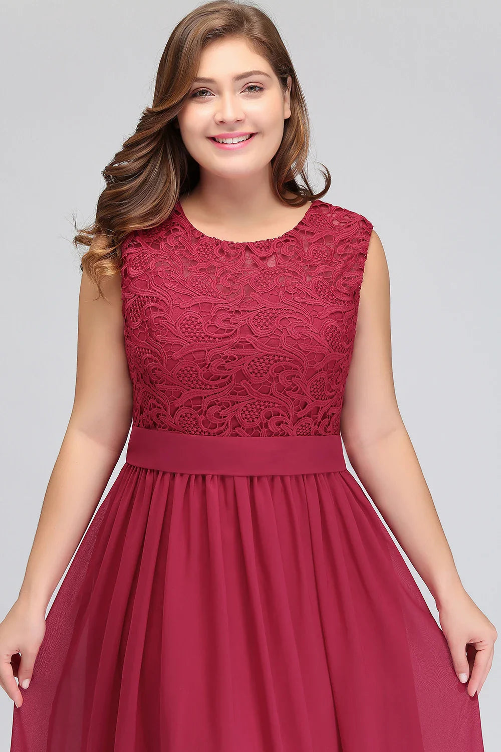 Hot Sale Lace A Line Prom Dress 2024 New Style Evening Dress Chiffon Back Illusion Bridsmaid Dress Pleat vestidos de fiesta