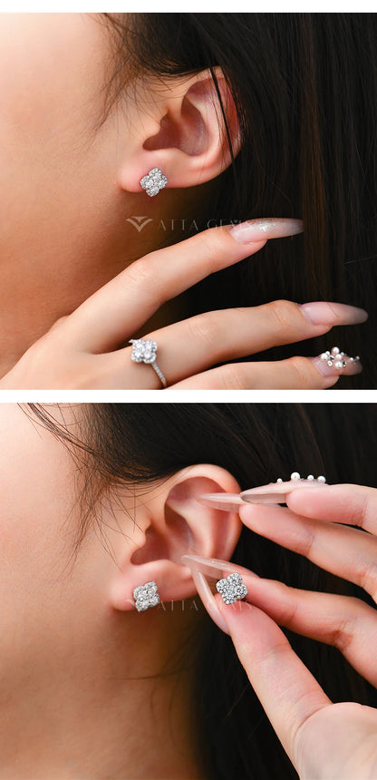 Full Moissanite Diamond Earrings D VVS1 For Women S925 Sterling Silver 18k Gold Plated Engagement Wedding Jewelry Gifts