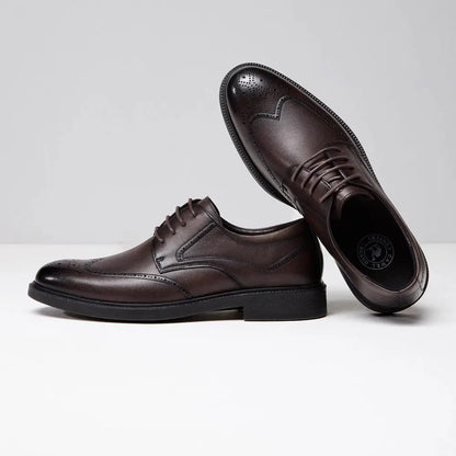 Golden Camel Men's Derby Shoes 2026 Business Casual Soft Sole Leather Shoes Brand Design Soft Soles Non-slip Velvet Warm Loafers