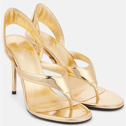 Sandálias Femininas de Verão com Salto Agulha, Concisas, Estilo Flip-flop, Salto Alto, Slingback, Sapatos Femininos para Passarela, Tamanhos Grandes 34-46