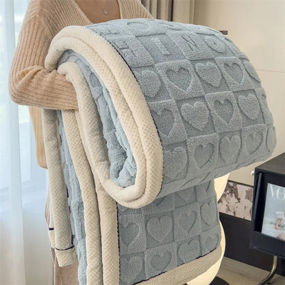 Solid Color Taffeta Velvet Carved Blanket Thick Double-Sided Plush Multifunctional Blanket Office Nap Quilt for All Seasons