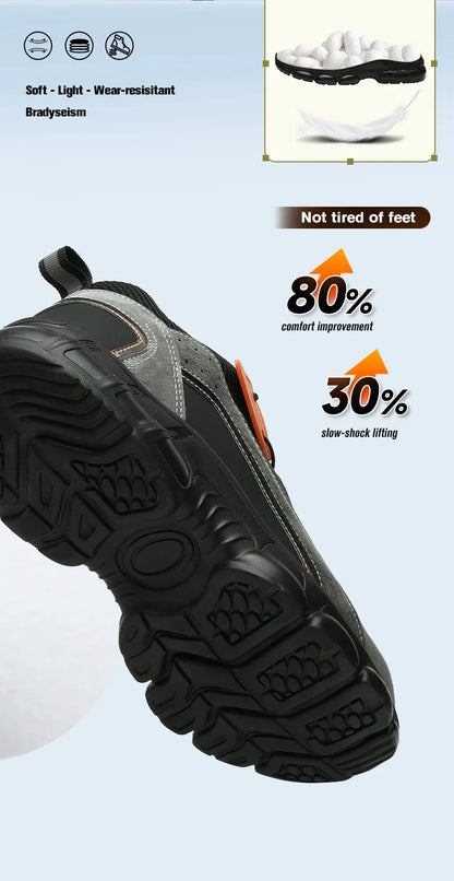 Rotary Buckle New Work Sneakers Lightweight Protective Shoes Safety Industrial Puncture-Proof Anti-smash Men Steel Toe Shoes