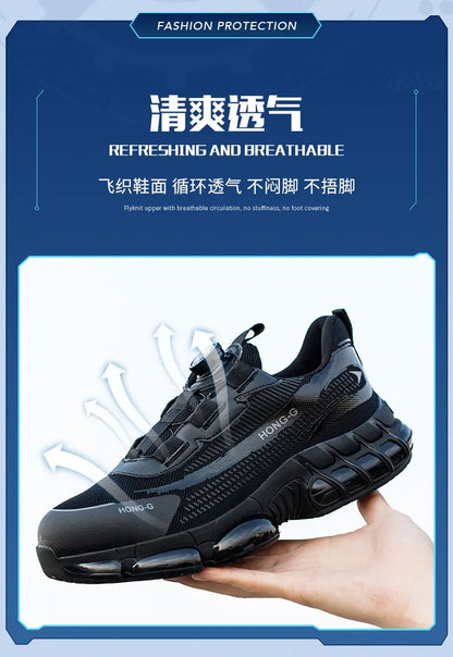 Rotating Button Safety Shoes Men Anti-smash Anti-puncture Protective Work Shoes Fashion Men Sport Shoes Security Boots Men ﻿