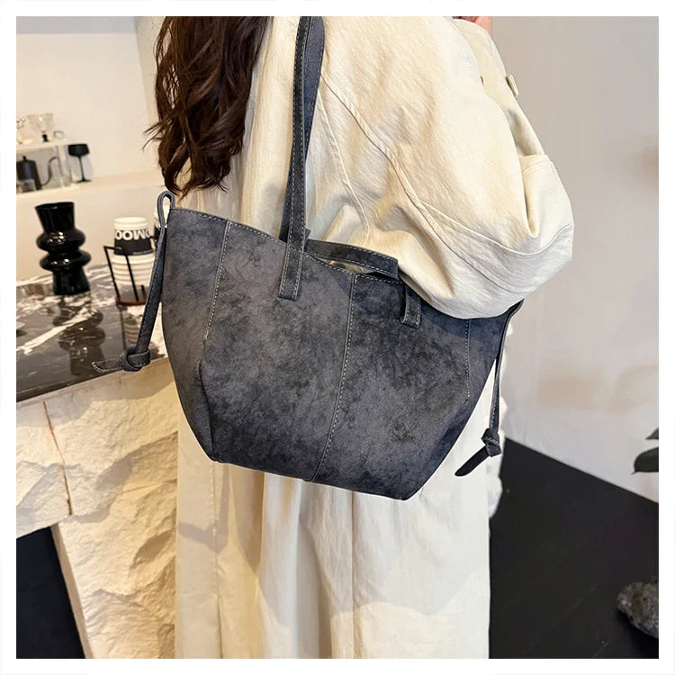 2025 Hot Sale Autumn Soft Women's Handbags Faux Suede Solid Color Large Capacity Shoulder Bag Casual Versatile Ladies Bags