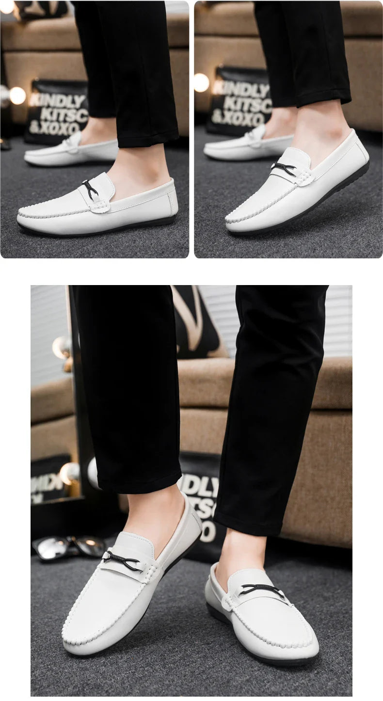 Mocassins Minimalistas Masculinos Sapatos Casuais de Couro Confortáveis Para Homens Sapatos de Condução Antiderrapantes Sapatos de Escritório Slip-on Tamanho Grande 46
