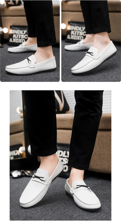 Mocassins Minimalistas Masculinos Sapatos Casuais de Couro Confortáveis Para Homens Sapatos de Condução Antiderrapantes Sapatos de Escritório Slip-on Tamanho Grande 46