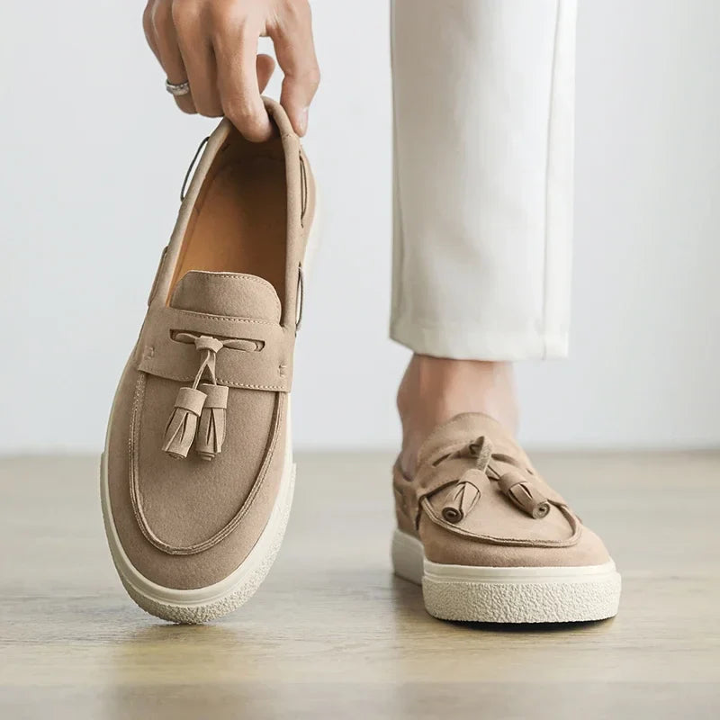 Suede Leather Handmade Loafers Leisure Walk Male Casual Shoes New Design Casual Slip on Flats Versatile Driving Shoes Moccasins