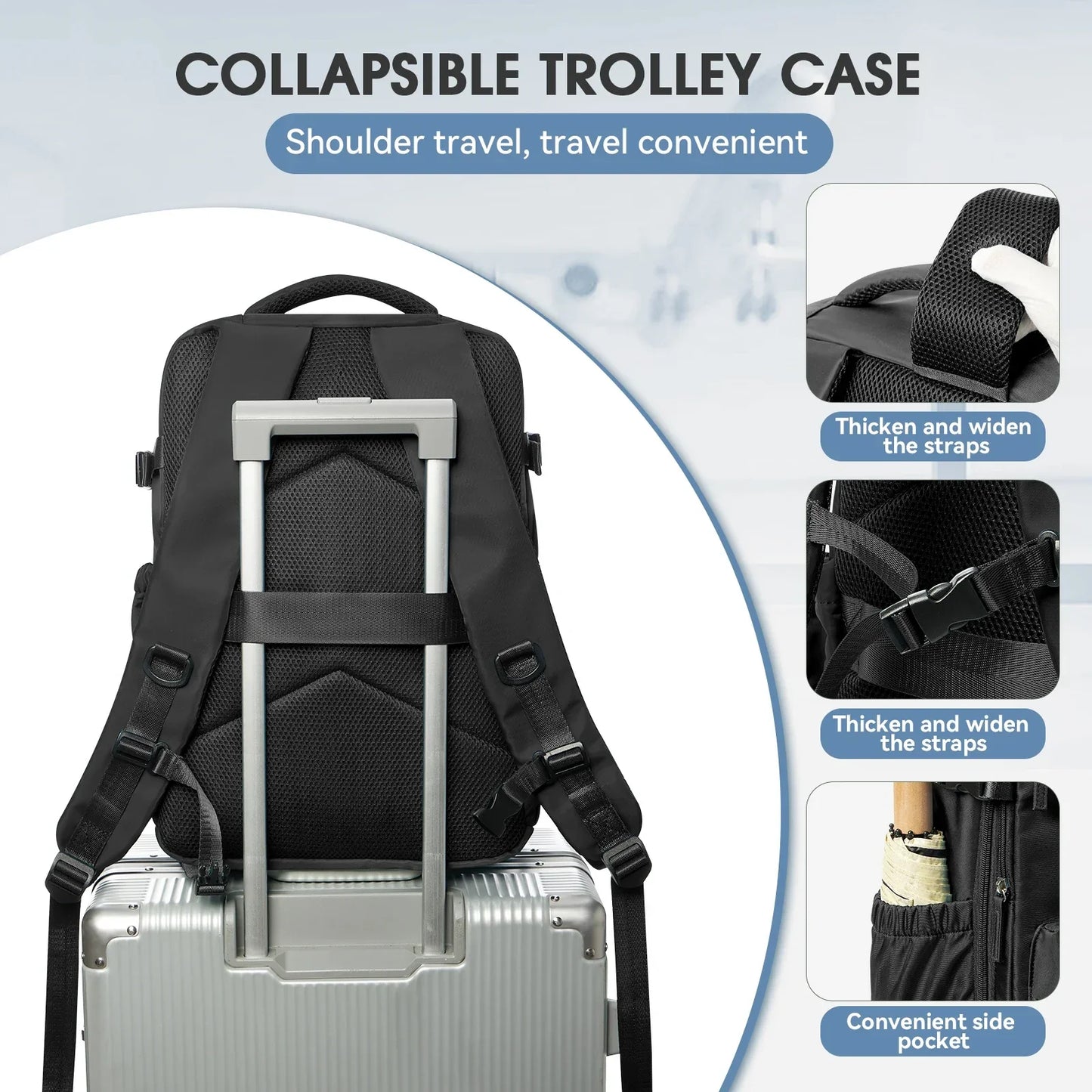 Vacuum Backpack Travel Bag for Men Large Capacity Backpack Business Laptop Backpack Women Men Expandable Backpack School Bag