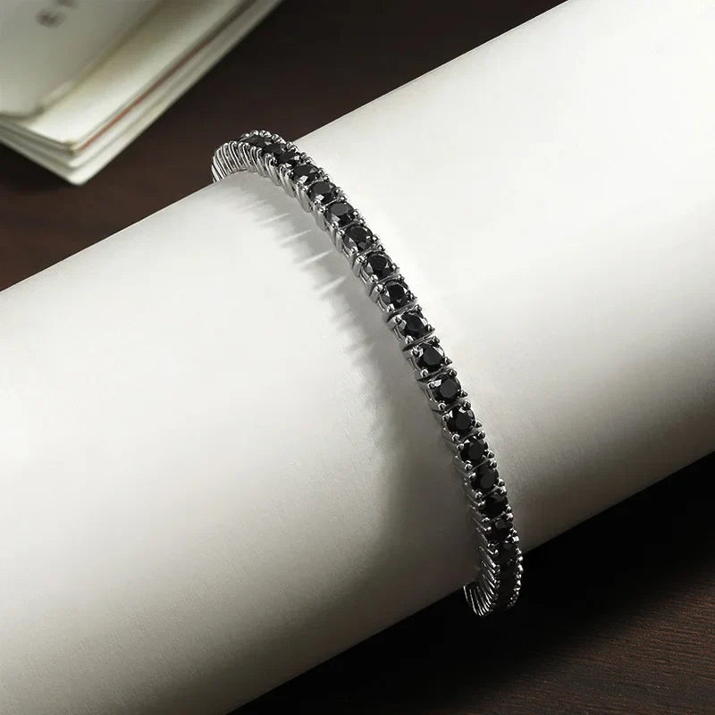 3mm 4mm Black Moissanite Tennis Bracelet Full Diamond GRA 925 Sterling Silver Plated 18k Hiphop Bracelets for Women Man