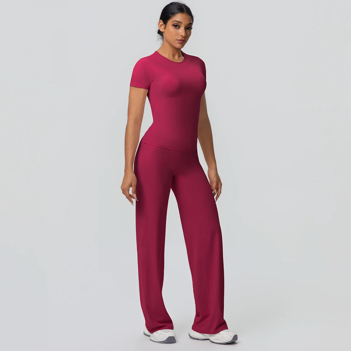 Fitness Sports Workout Yoga Set for Women Naked Feel Slim Casual Workout Top T-Shirt Quick Drying Push Up Running Pants Yoga Set