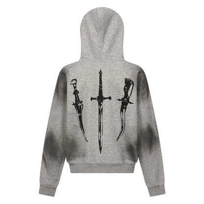 Retro Hooded Sweatshirt Loose Fitting Men's and Women's Pullover Fashionable Street Style Printed Vintage Fur Collar Sweatshirt
