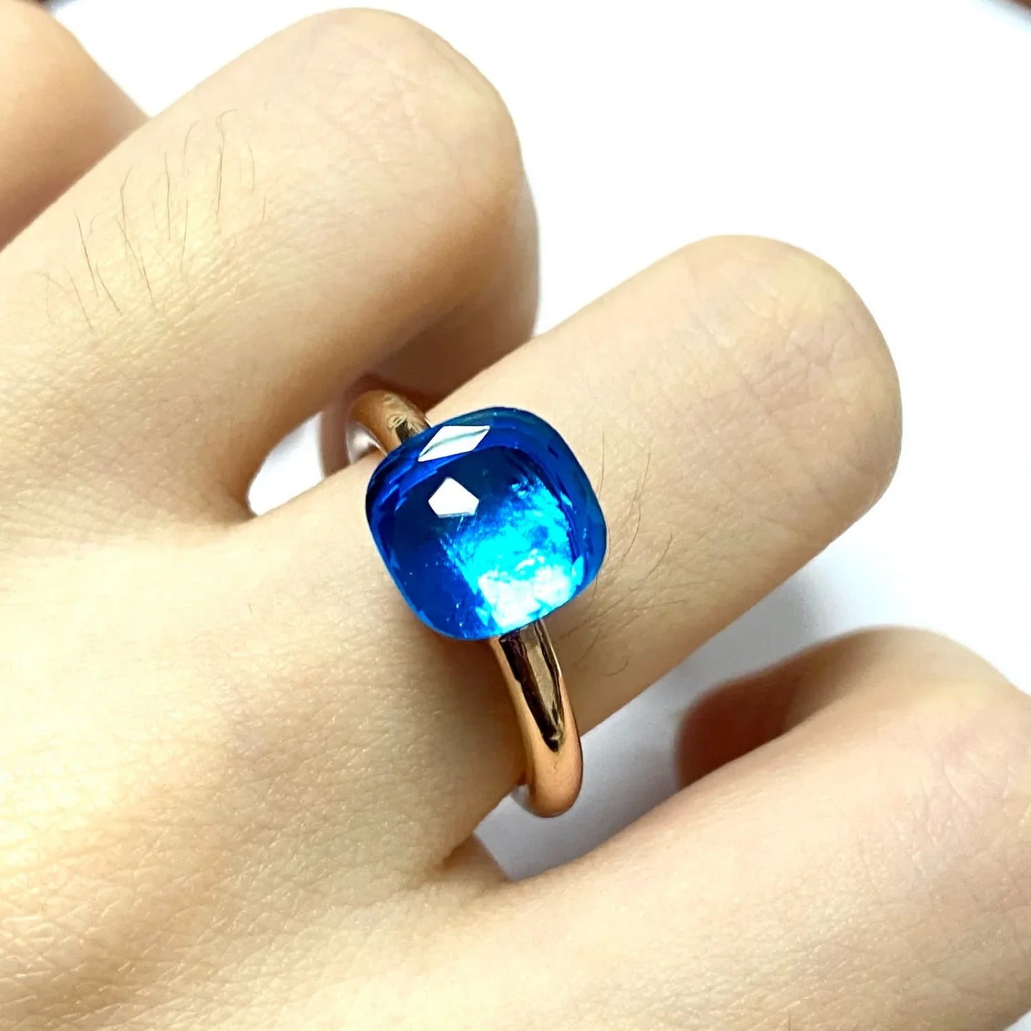 Stylish Purple Crystal Rose Gold Plated Candy Ring 30 Colors Simple Candy Color Jewelry Gift for Women Valentine's Day