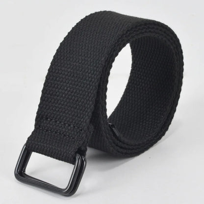 Fashion Free Punch Canvas Belt Cotton Canvas Cloth Fabric Buckle Belt Double Ring Buckle Best Canvas Belts Men's