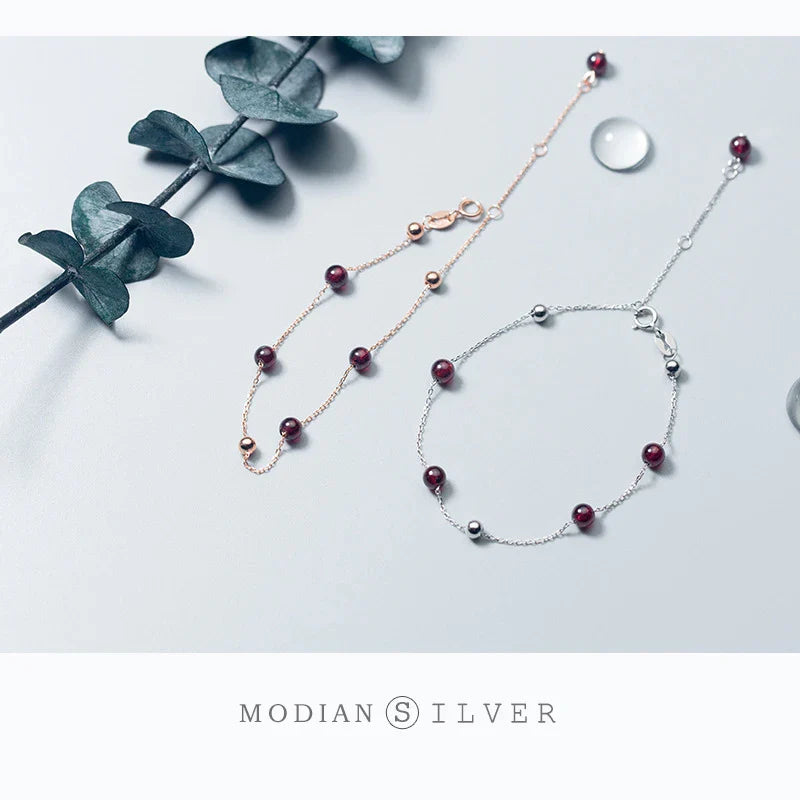 Fashion Rose Gold Color Purple Crystal Bracelet For Women Lucky Classic 925 Sterling Silver Bead Charm S925 Fine Jewelry