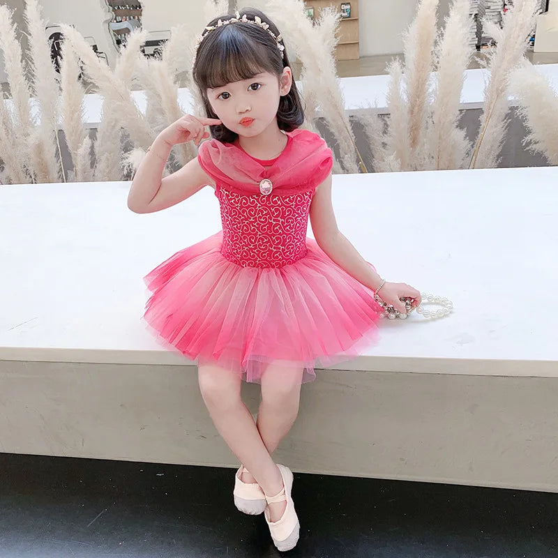Round Yuan Girl Ballet Practice Dress Party Fancy TUTU Dress Elsa Anna Belle Alice Colorful Clothes Baby Girl Party Costumes