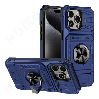 Case For iPhone 16 15 14 13 11 Pro Max XS XR 8 7 Plus Magnetic Rotated Ring Kickstand Heavy Duty Drop Protection Wallet Cover